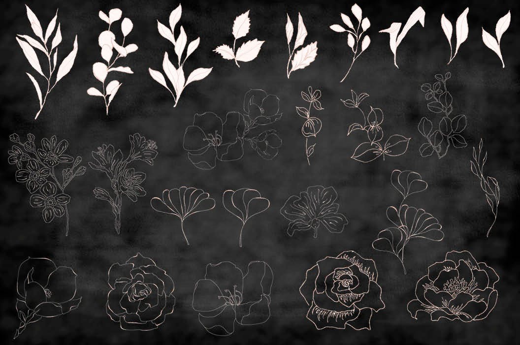 腮红色水彩手绘叶子图案剪贴画PNG素材 Blush Foliage Clip Art Bundle插图(8)