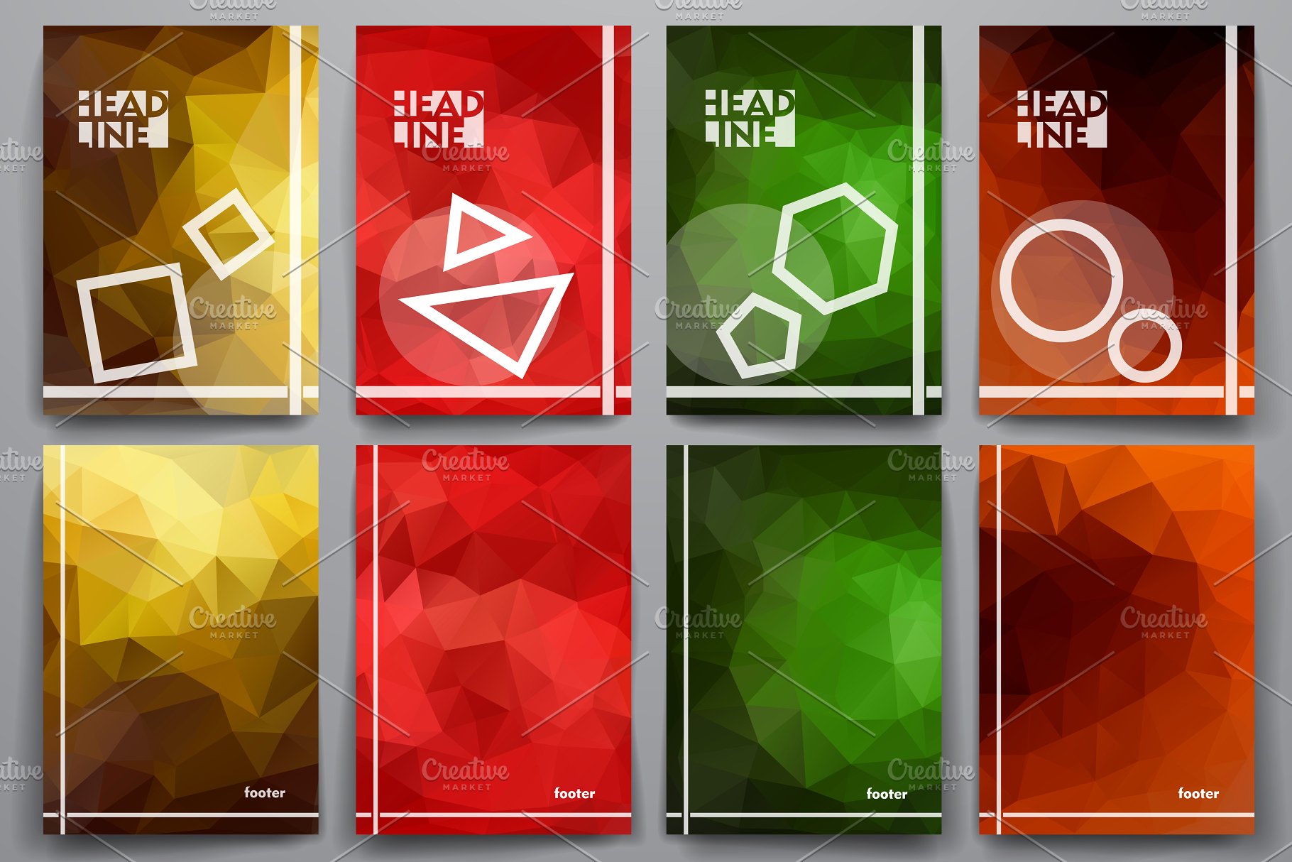 一组抽象几何图型海报宣传册背景 Big Set of Geometrical Templates插图(1)