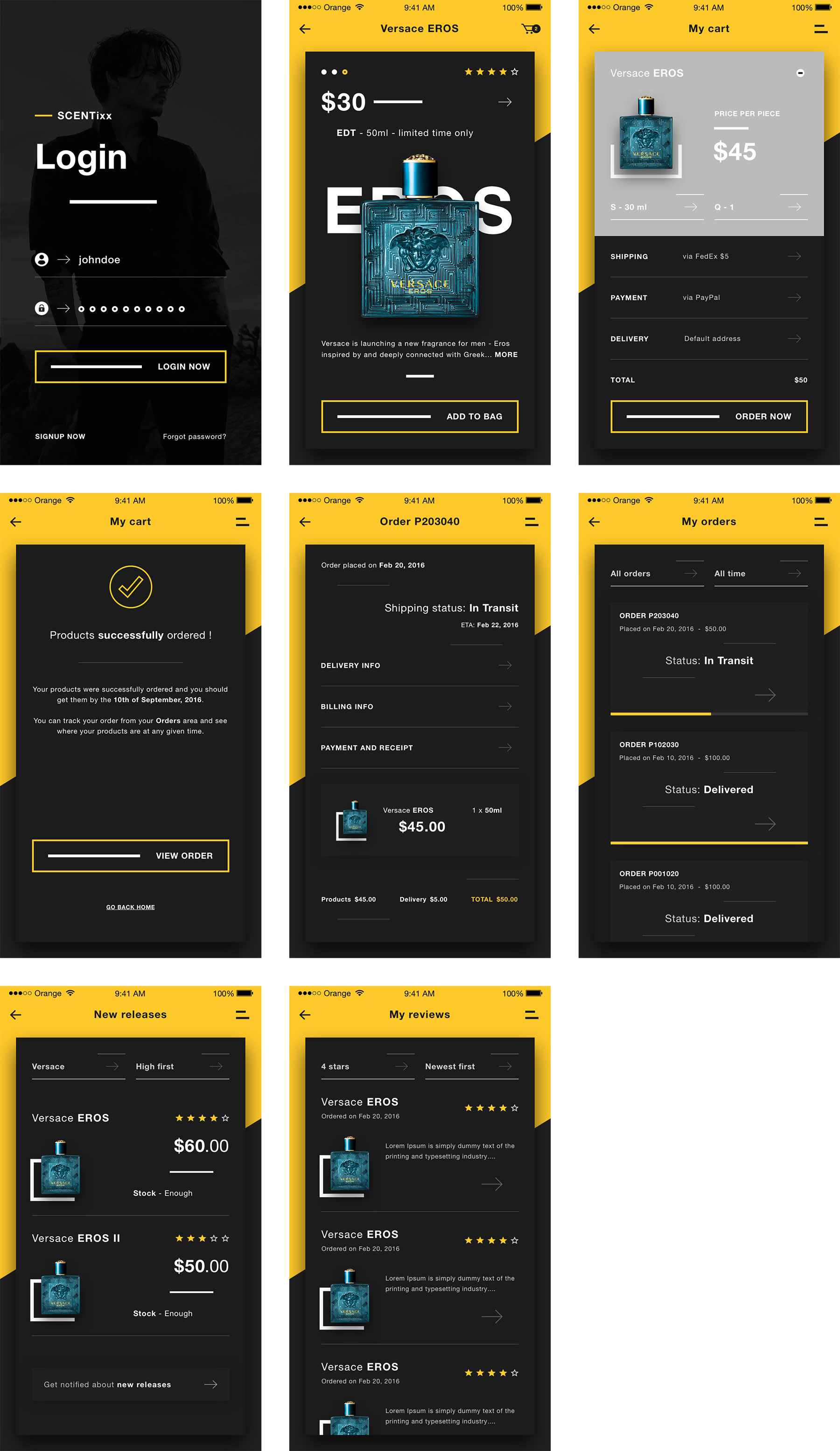 SCENTixx 香水商店应用界面