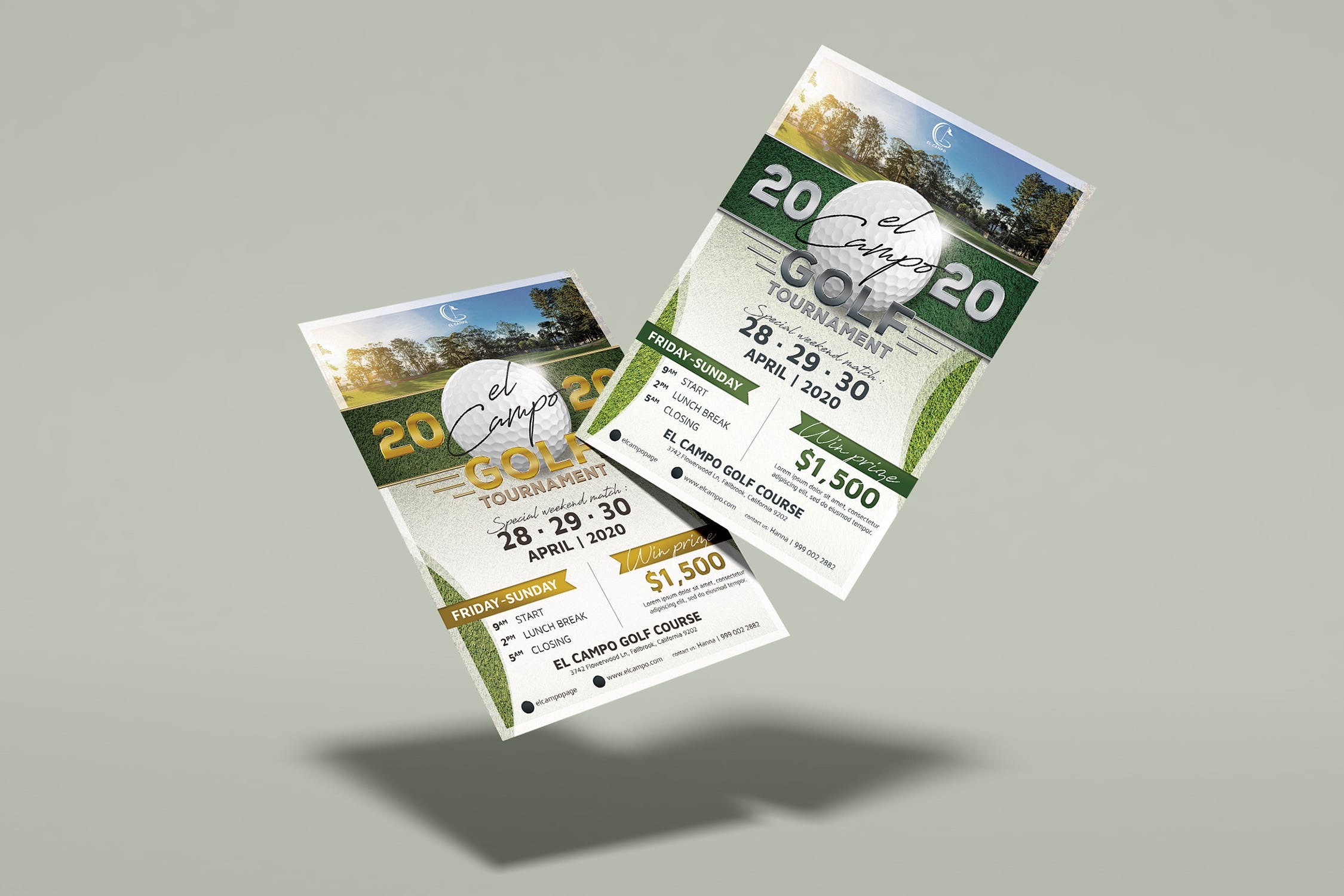 高尔夫锦标赛体育赛事广告海报传单设计模板 Golf Tournament Flyer插图(4)