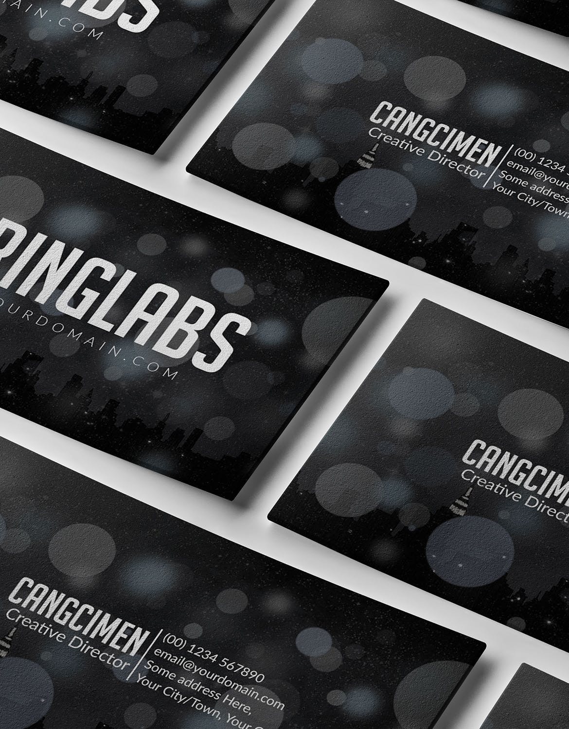 黑暗的散景名片设计模板插图(3)