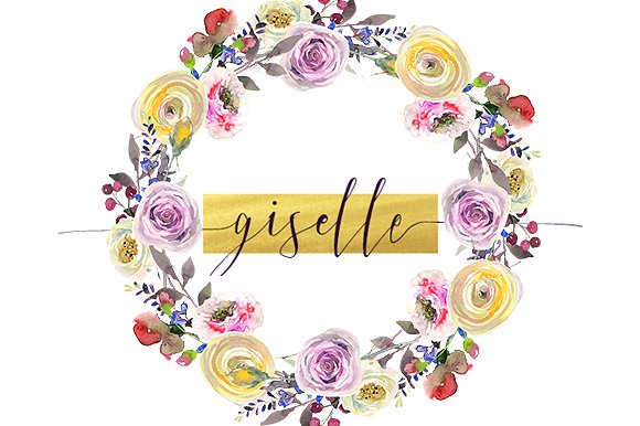 黄色粉色水彩花卉剪贴画合集 Watercolor Pink Yellow Flowers插图(16)