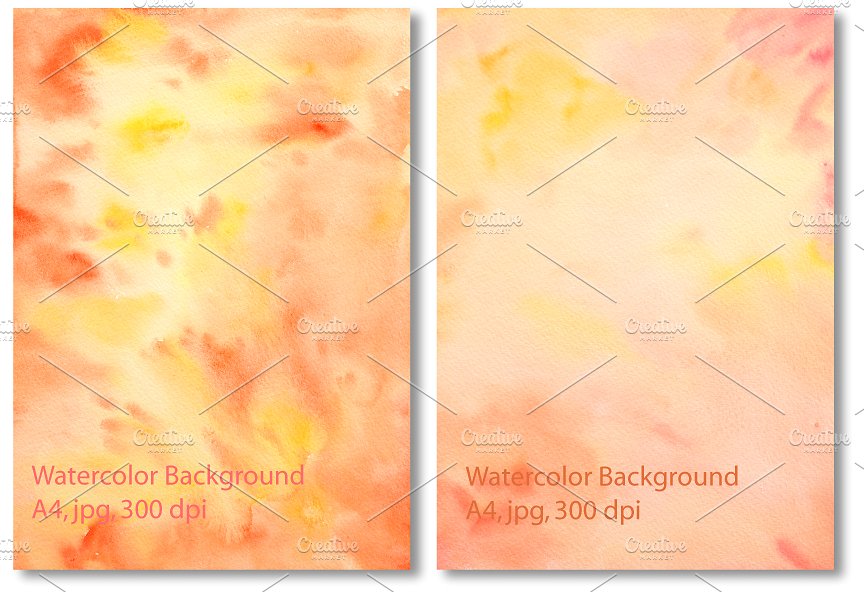 黄橙色水彩背景 Yellow Orange Watercolor Background插图(2)