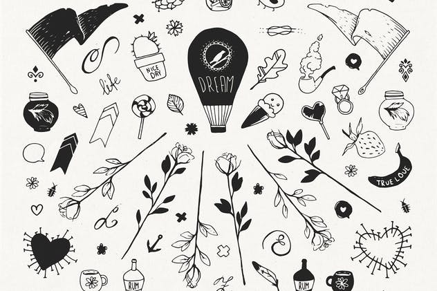 手绘装饰设计元素工具包[手绘图案+水彩样式+图形] The Hip Decorative Toolkit插图(3)