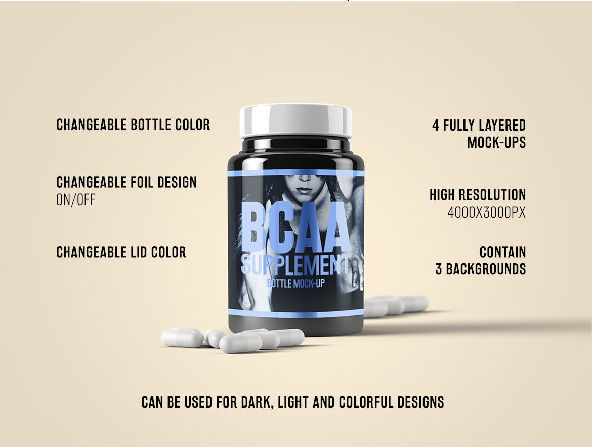 高品质的维生素药品营养品保健品包装设计VI样机展示模型mockups插图(1)