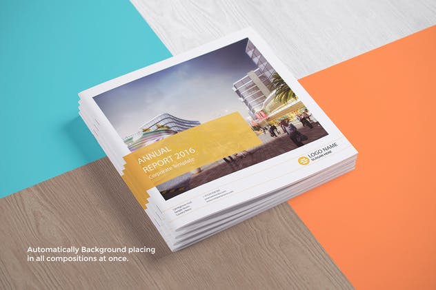 方形杂志封面&排版设计效果图样机素材库精选模板 Photorealistic Square Magazine Mock-up’s插图(2)