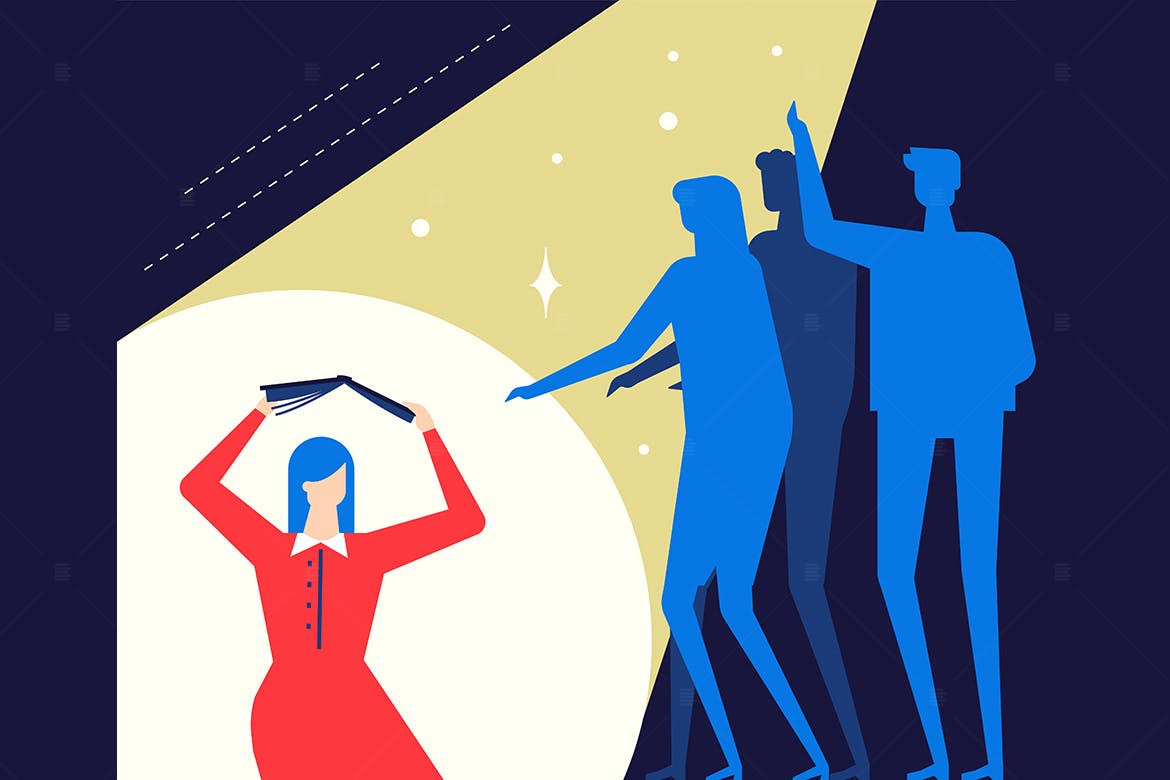 羞耻-彩色扁平设计风格矢量插画素材库精选 Shame – colorful flat design style illustration插图(1)