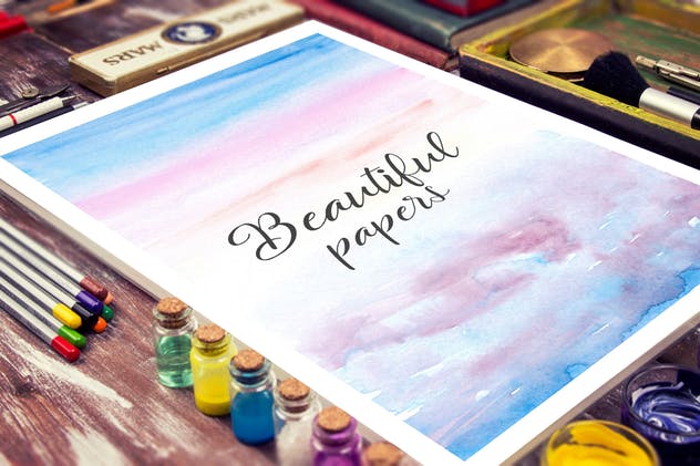 蓝色手绘水彩背景纹理套装 Blue Watercolor Textures插图(4)