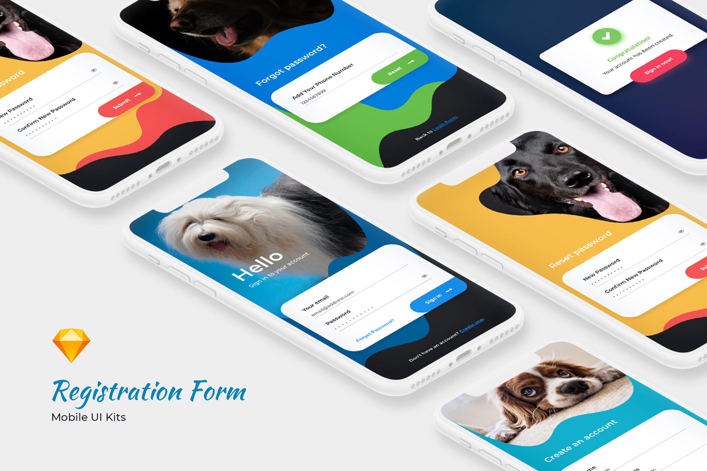 APP应用注册登录界面设计UI素材 Login & Signup Form – Mobile UI Kits插图