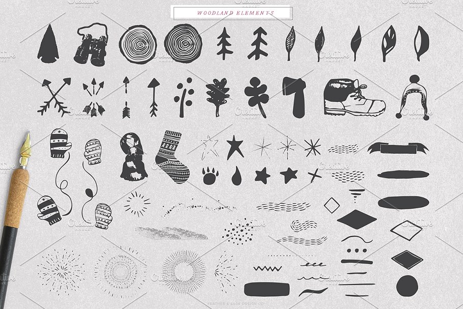 林地和冬季矢量图形 Woodlands & Winter Vector Graphics插图(2)