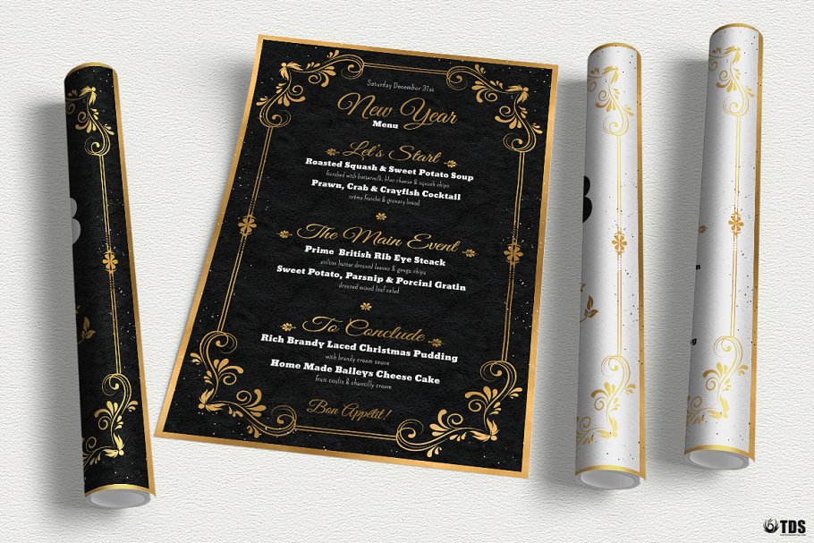 新年主题传单+新年宴会菜单模板 New Year Menu PSD V1插图(4)