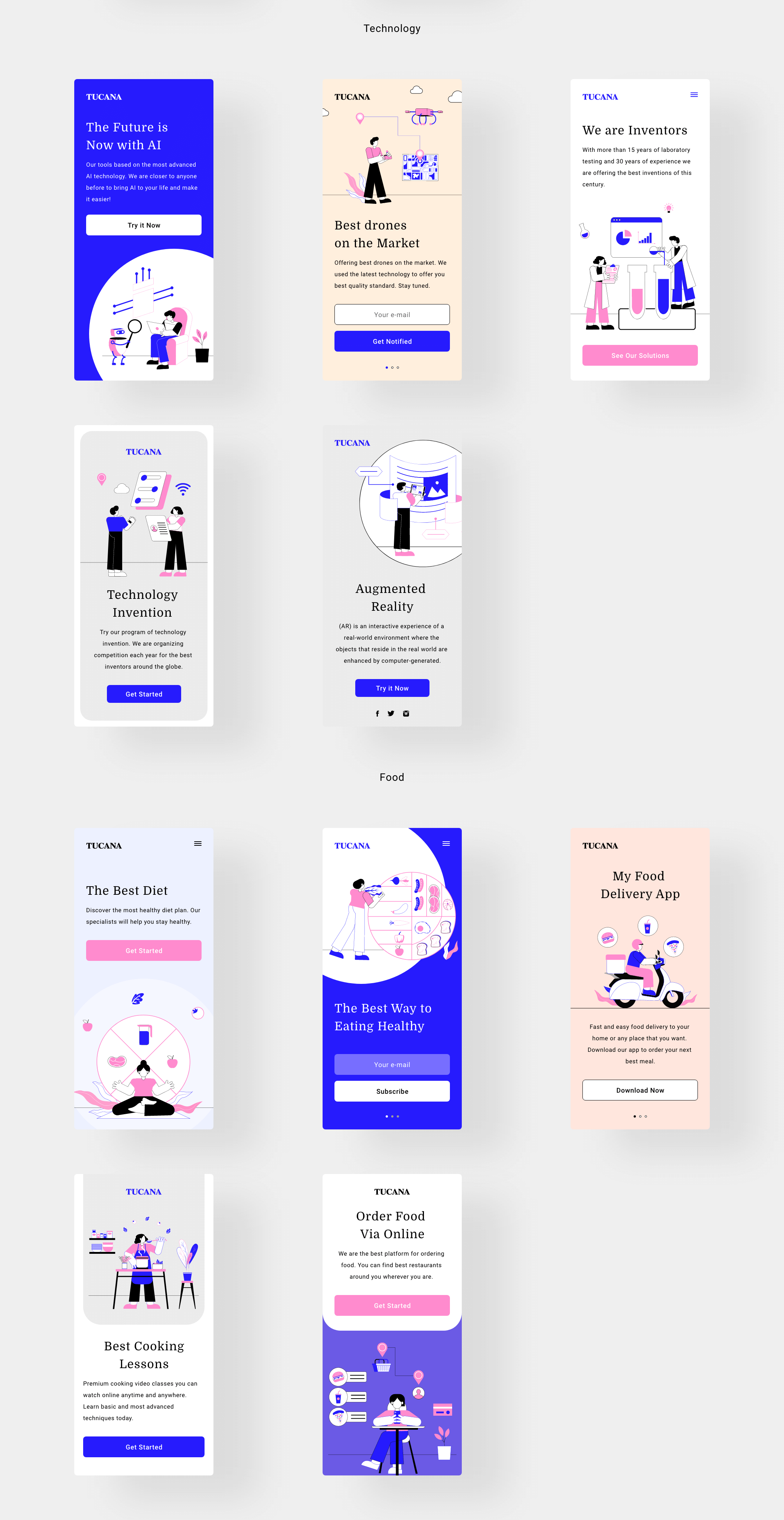 素材库下午茶:现代和时尚的插画包+UI模板套装插图(10)