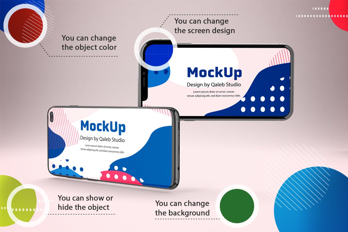 抽象背景iOS/Android手机样机模板 Abstract IOS & Android插图(1)
