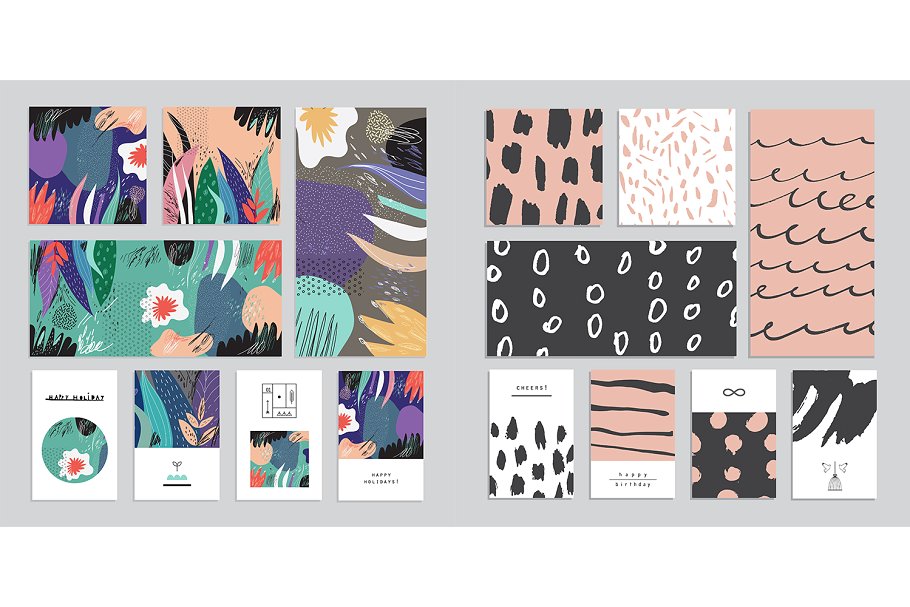 巨量涂鸦水彩手绘风格卡片/海报/邀请函/header模板！ HUGE graphic set插图(4)