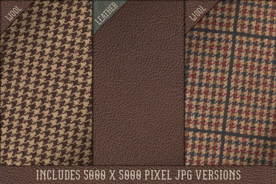 绅士着装材料纹理素材（皮革，粗花呢，绳子，棉花和毡瓦纹理） Discerning Designer’s Pattern Pack插图(3)