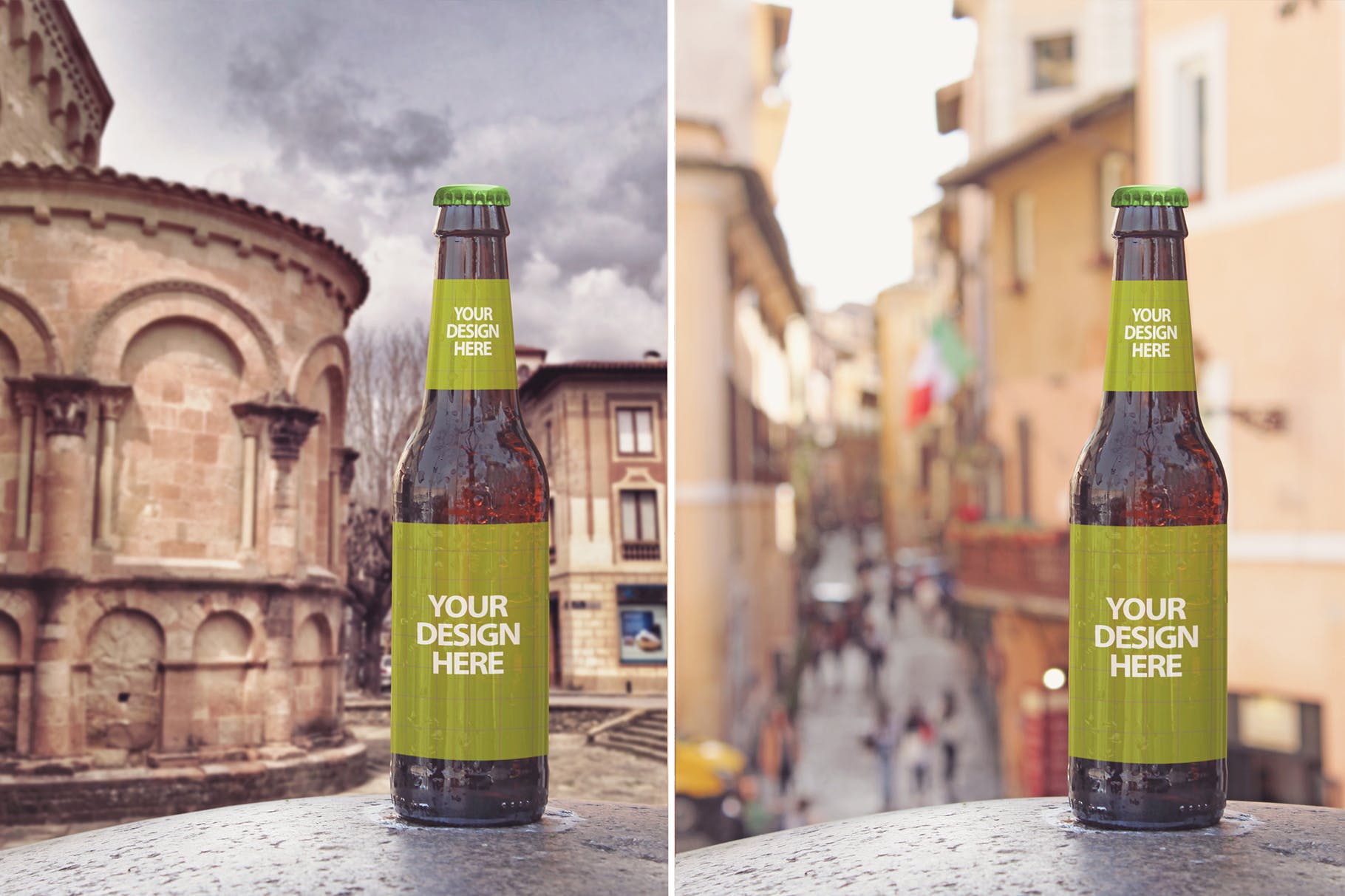 背景虚化场景啤酒瓶设计效果图素材库精选 Vertical Beer Mockup插图(2)