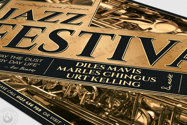 创意爵士音乐演奏会活动海报模板v1 Jazz Festival Flyer Template V1插图(5)