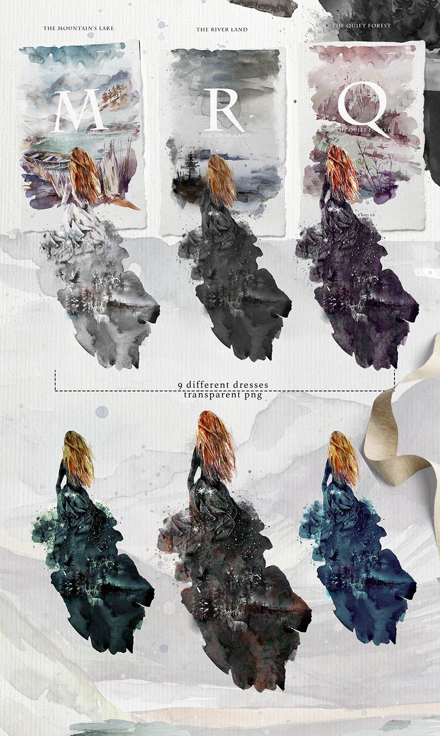 高品质梦幻水彩矢量插画素材大合集[1.88GB] Fantasy illustrations “Once in the dream”插图(13)