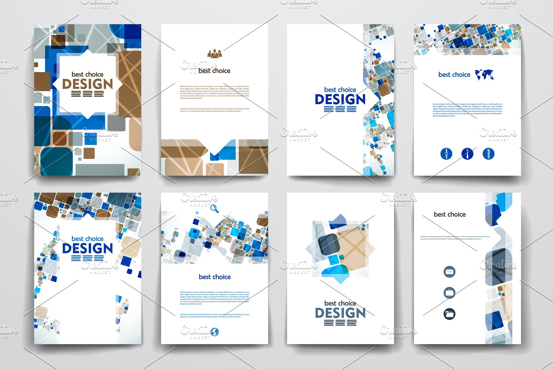 抽象叠加几何图形宣传册模板 Brochure Templates插图(2)