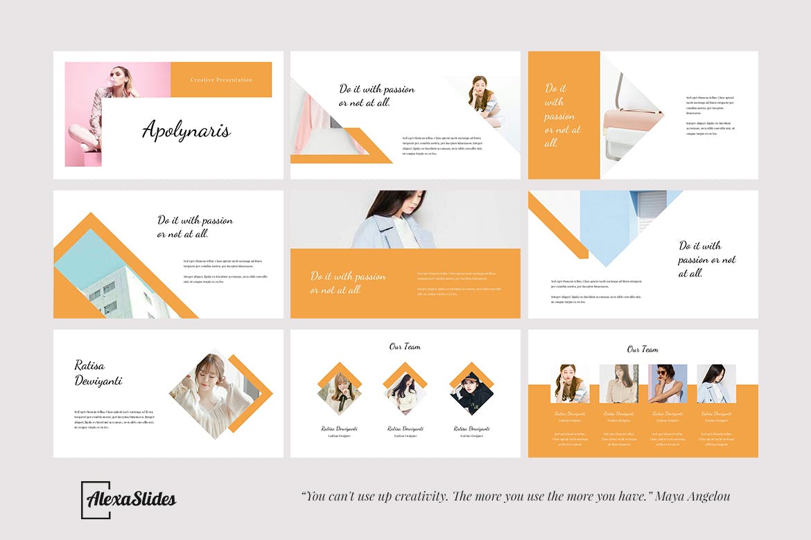 优雅清新风格化妆品/美容主题PPT幻灯片模板 Apolynaris – Powerpoint Presentation Template插图(1)