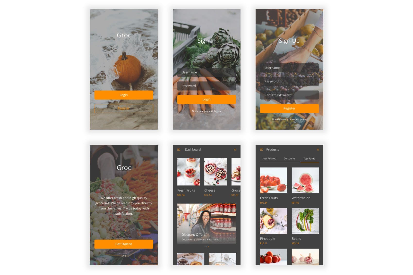 杂货店水果店购物APP应用UI设计素材库精选套件 Groc – Grocery Shopping App in Adobe Illustrator插图(8)