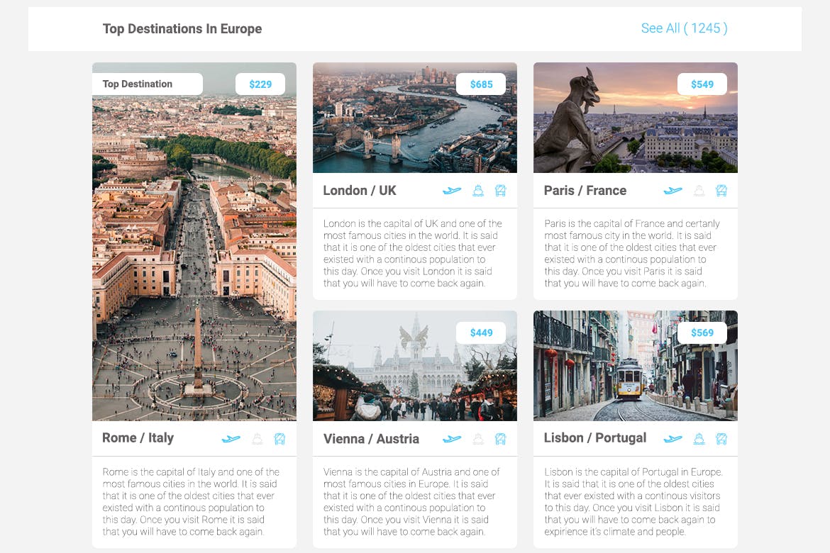 旅游门户网站UI设计套件 Footsteps UI Kit插图(2)