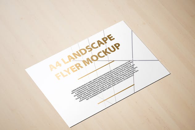 A4横向铝箔冲压工艺传单海报样机 A4 Landscape Flyer / Poster Mockup – Foil Stamping插图(11)