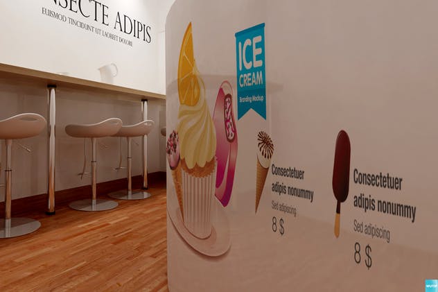 雪糕咖啡店铺品牌样机模板 Ice Cream – Coffee Branding Mockups插图(7)