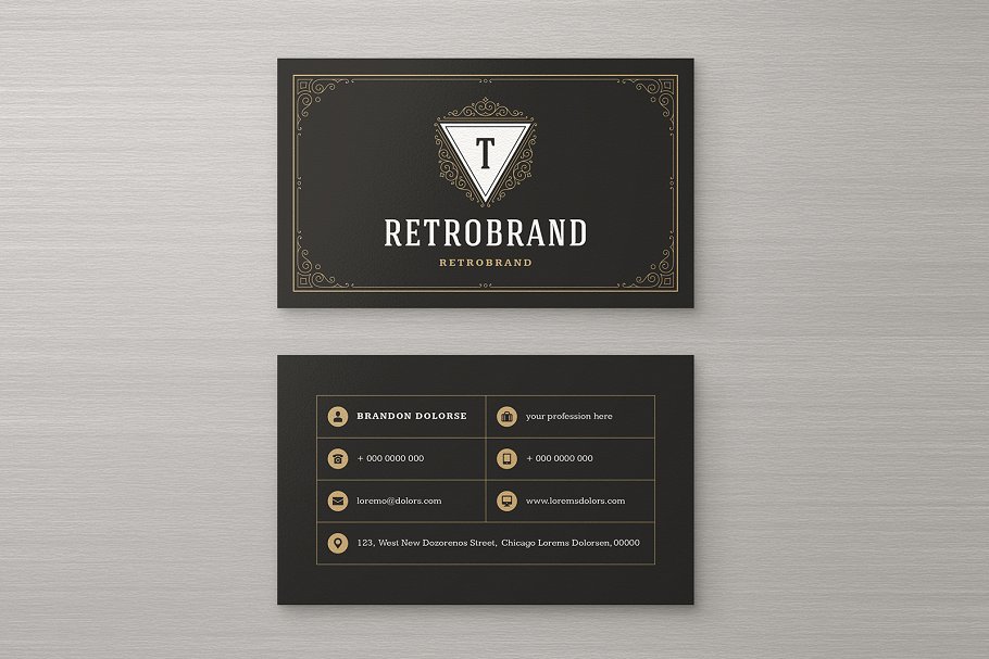 15款复古装饰风格企业名片设计模板 15 Ornaments Business Cards Bundle插图(11)