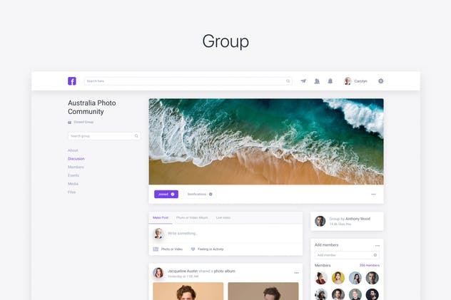 仿Facebook社交网站用户界面UI模板 Clone UI Kit – Social network like Facebook插图(4)