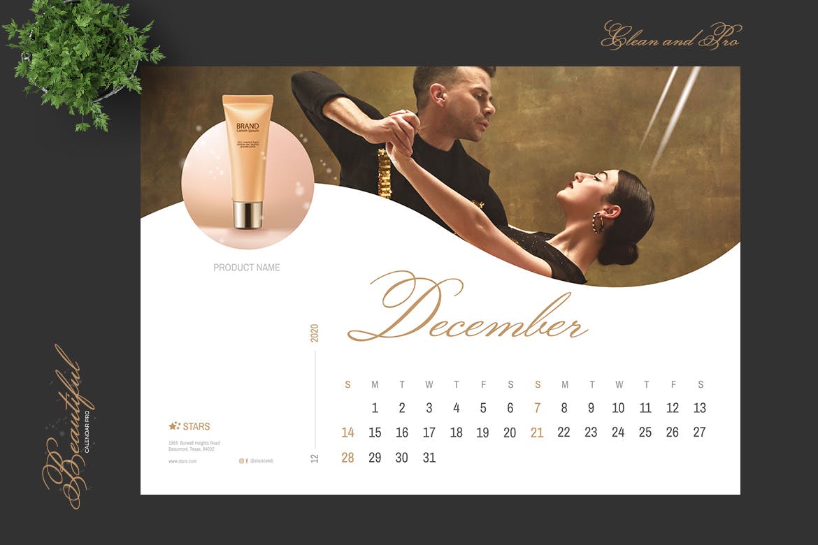 2020年美容行业定制横版活页台历设计模板 2020 Beauty Creative Calendar Pro插图(7)