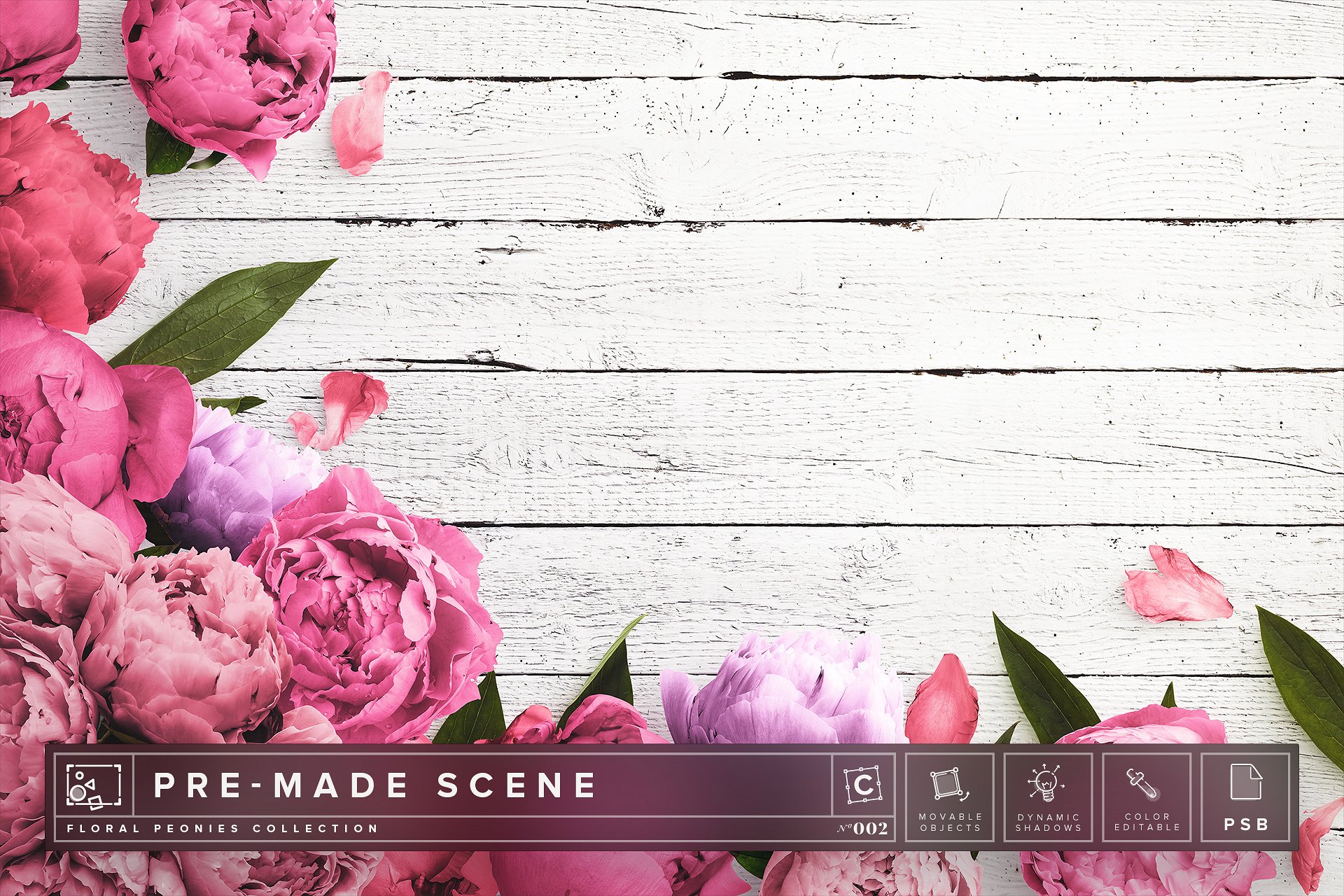 牡丹花场景样机模板 Floral Peonies Mockup Scene #002插图