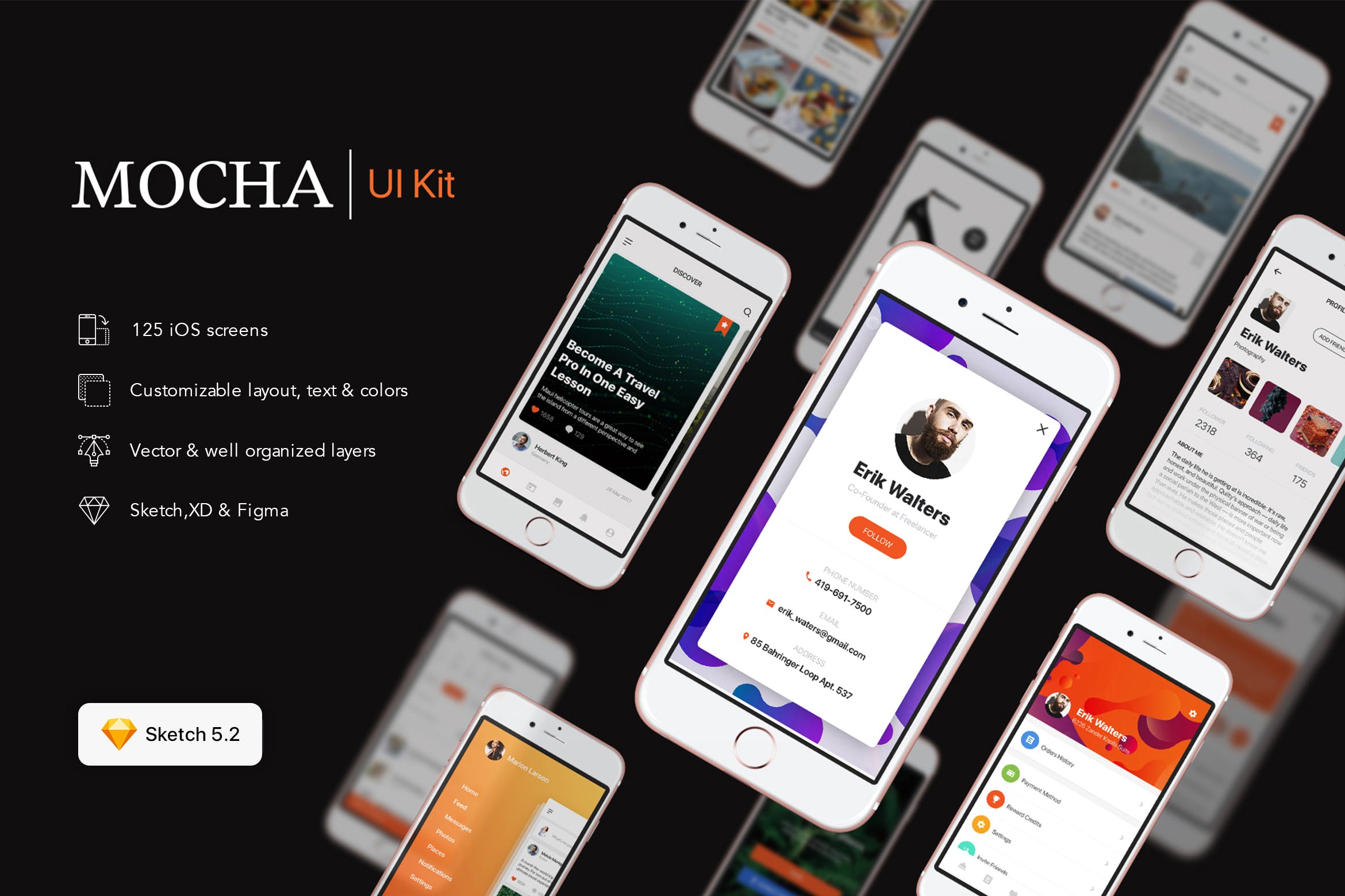 多用途APP应用UI设计套件SKETCH模板 Mocha Mobile UI Kit for SKETCH插图