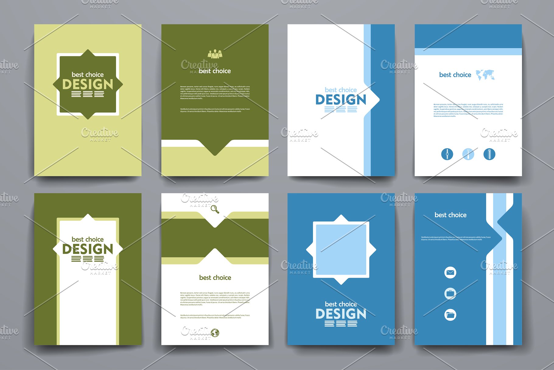 一组漂亮的简约背景小册子模板 Set of Beautiful Brochures插图(1)