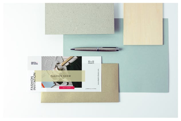 极简DL传单/邀请函设计样机模板 DL Flyer Mockup Minimal Scene插图(1)