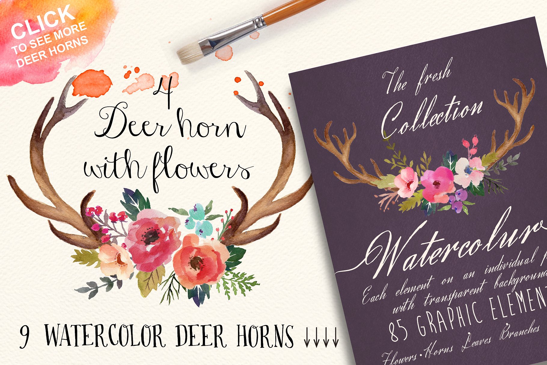 水彩花卉DIY素材包 Watercolor flower DIY pack Vol.3插图(3)