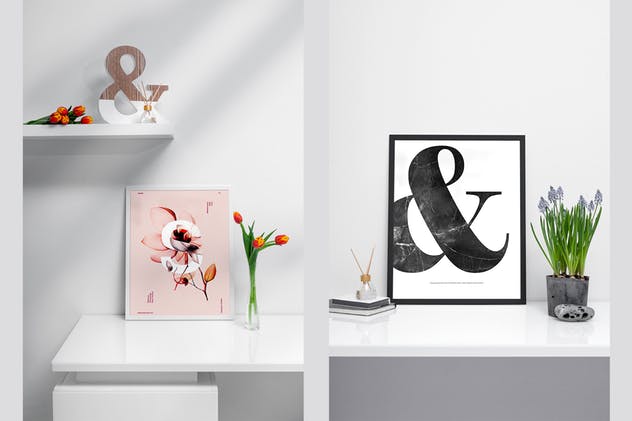 居家风格艺术作品/照片展示画框相框样机模板 Frame Mock-Up Home Style插图(1)