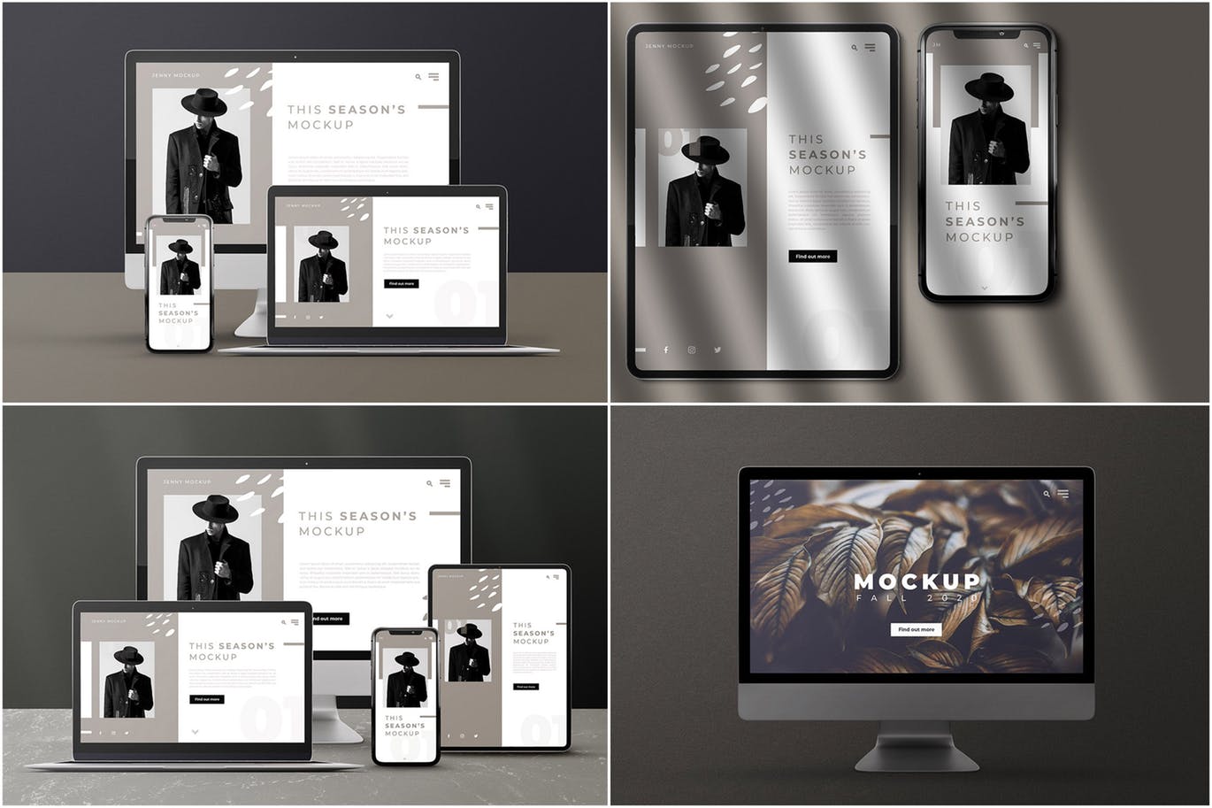 响应式网页设计多设备预览样机PSD模板 Modern Device Mockups插图