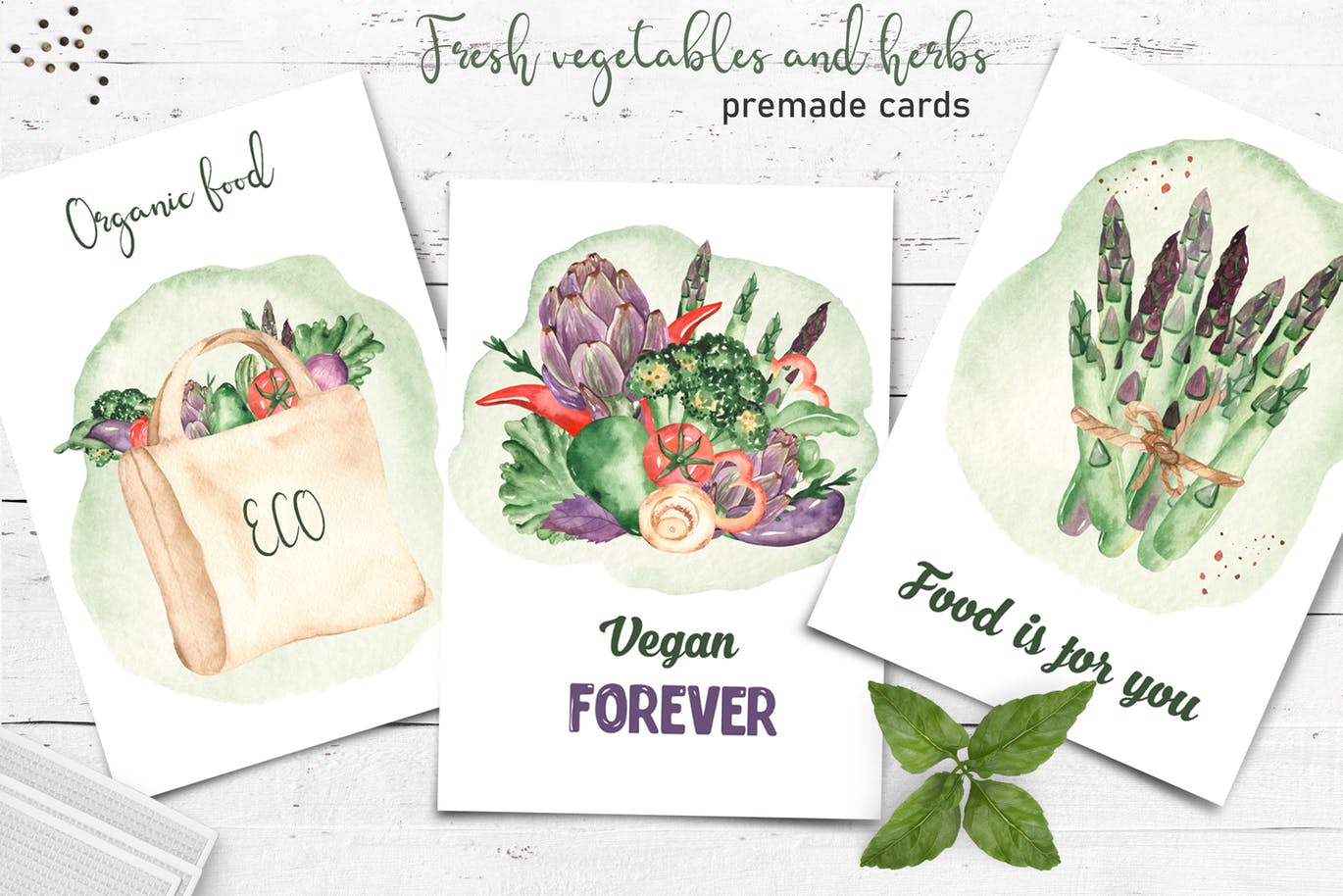 水彩手绘蔬菜＆草药剪贴画素材包 Watercolor vegetables and herbs Collection clipart插图(10)