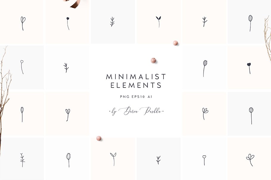 110种花卉元素手绘插画合集插图(3)