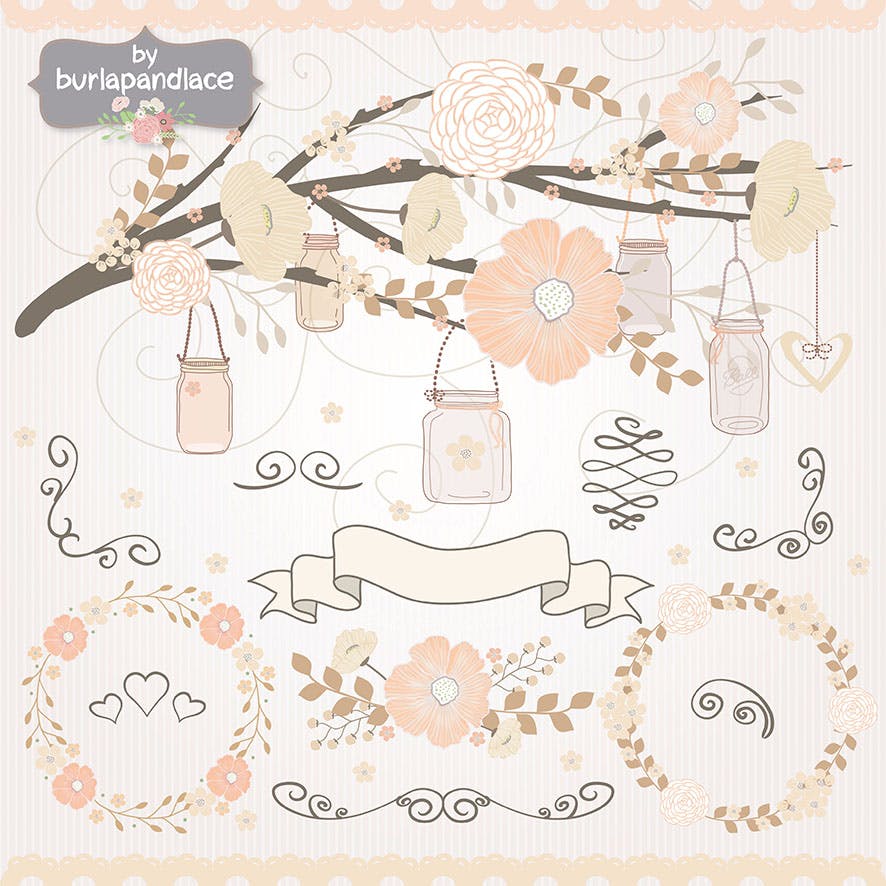 淡雅风格春季手绘花卉素材库精选PNG素材 Spring Flowers插图(1)