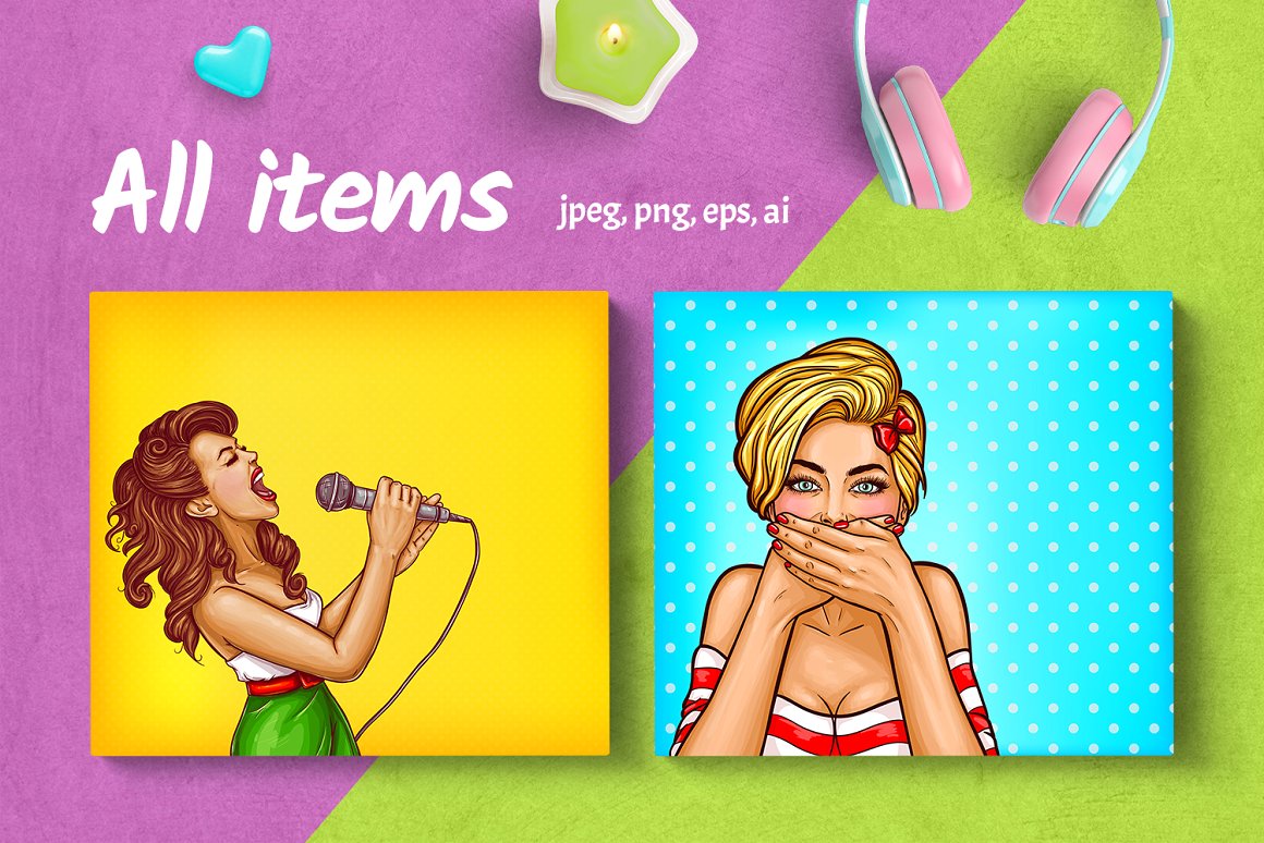 美式时尚女性产品包装插画插图 [Ai]插图(11)