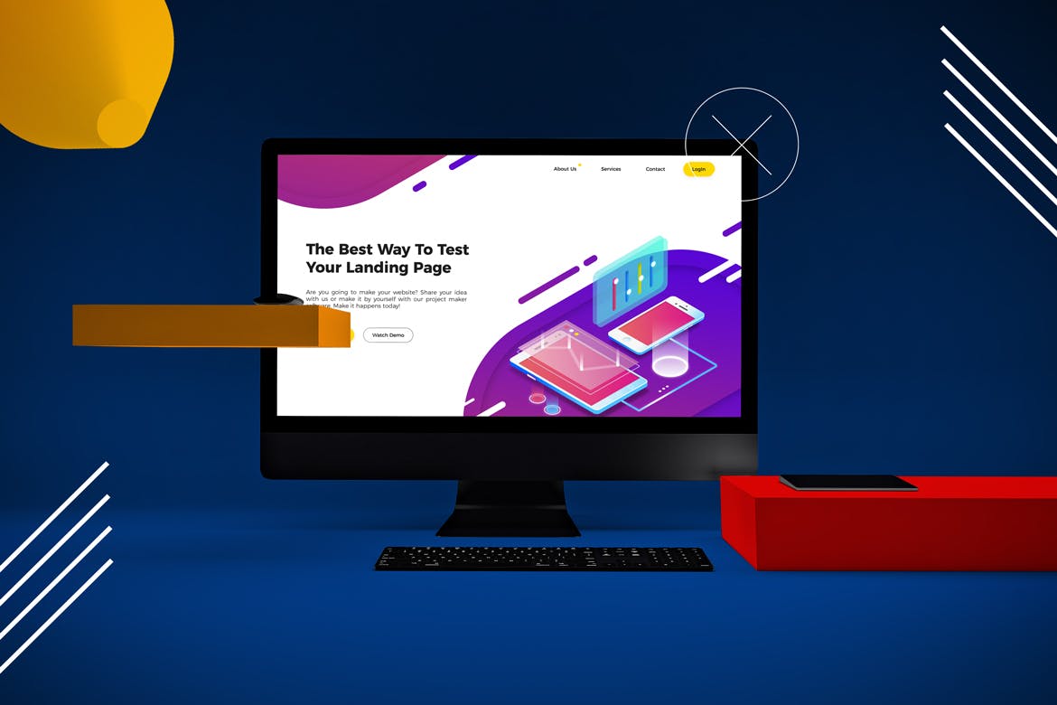 抽象场景iMac Pro一体机电脑屏幕预览素材库精选样机v2 Abstract iMac Pro V.2 Mockup插图(4)