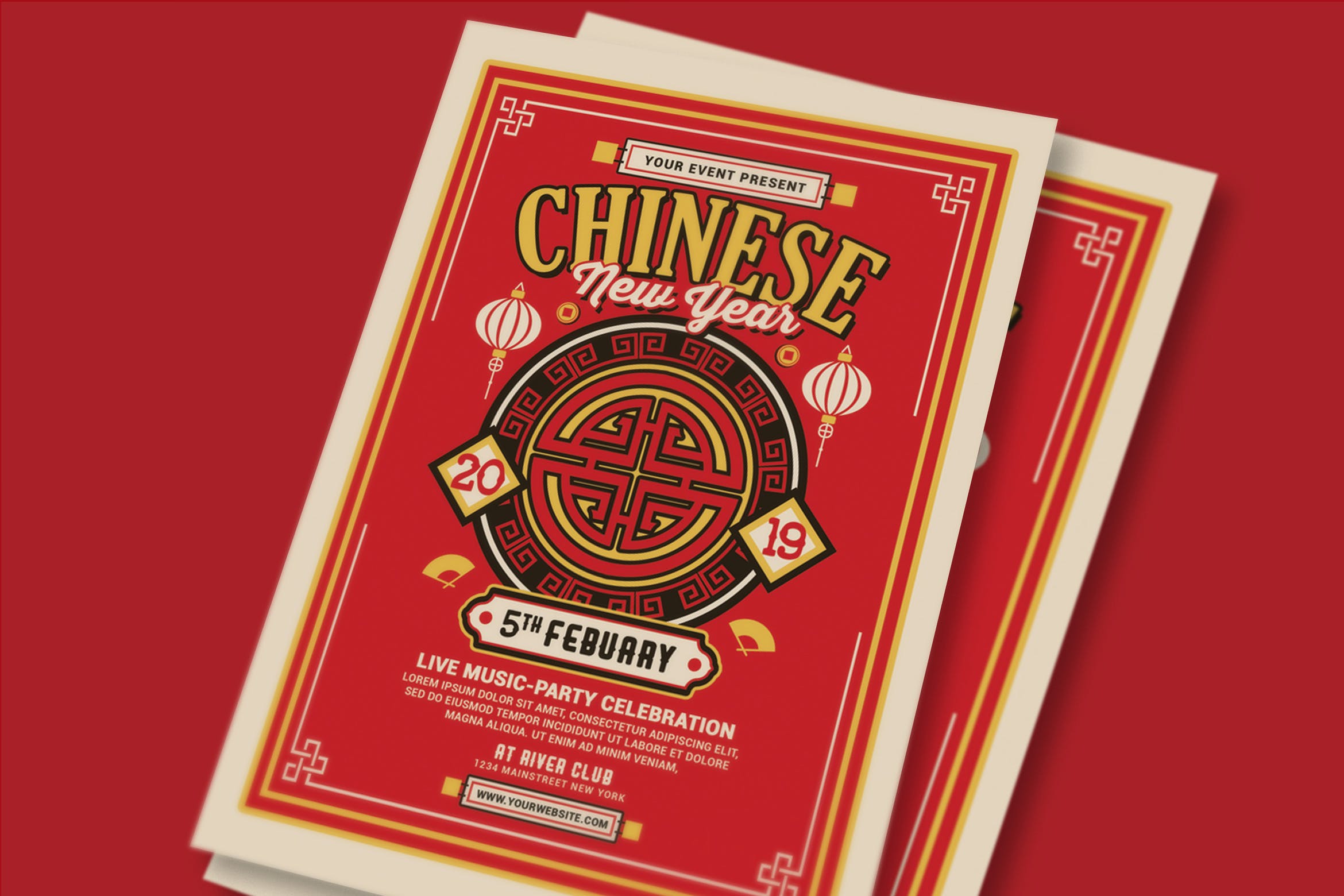 中国风新年音乐会活动海报传单素材库精选PSD模板 Chinese New Year 2019插图