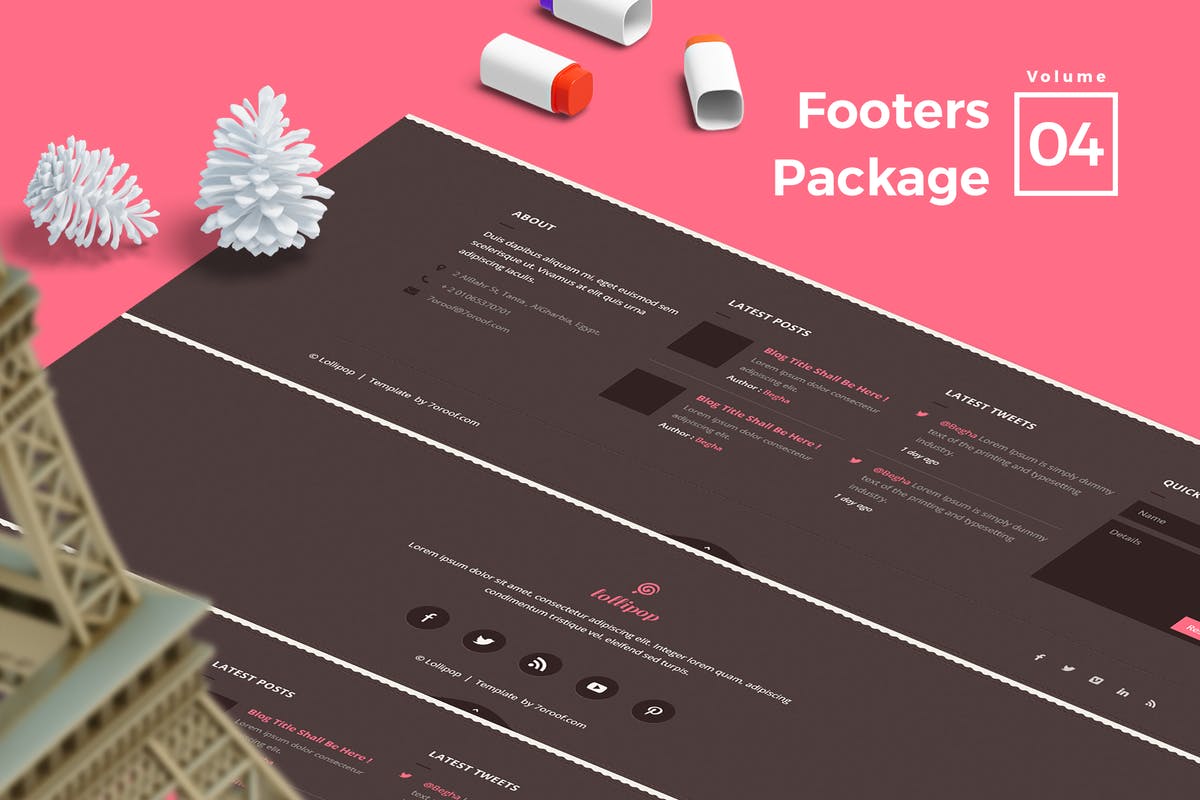 网站页脚菜单UI设计模板V4 Footers for Web Vol 04插图