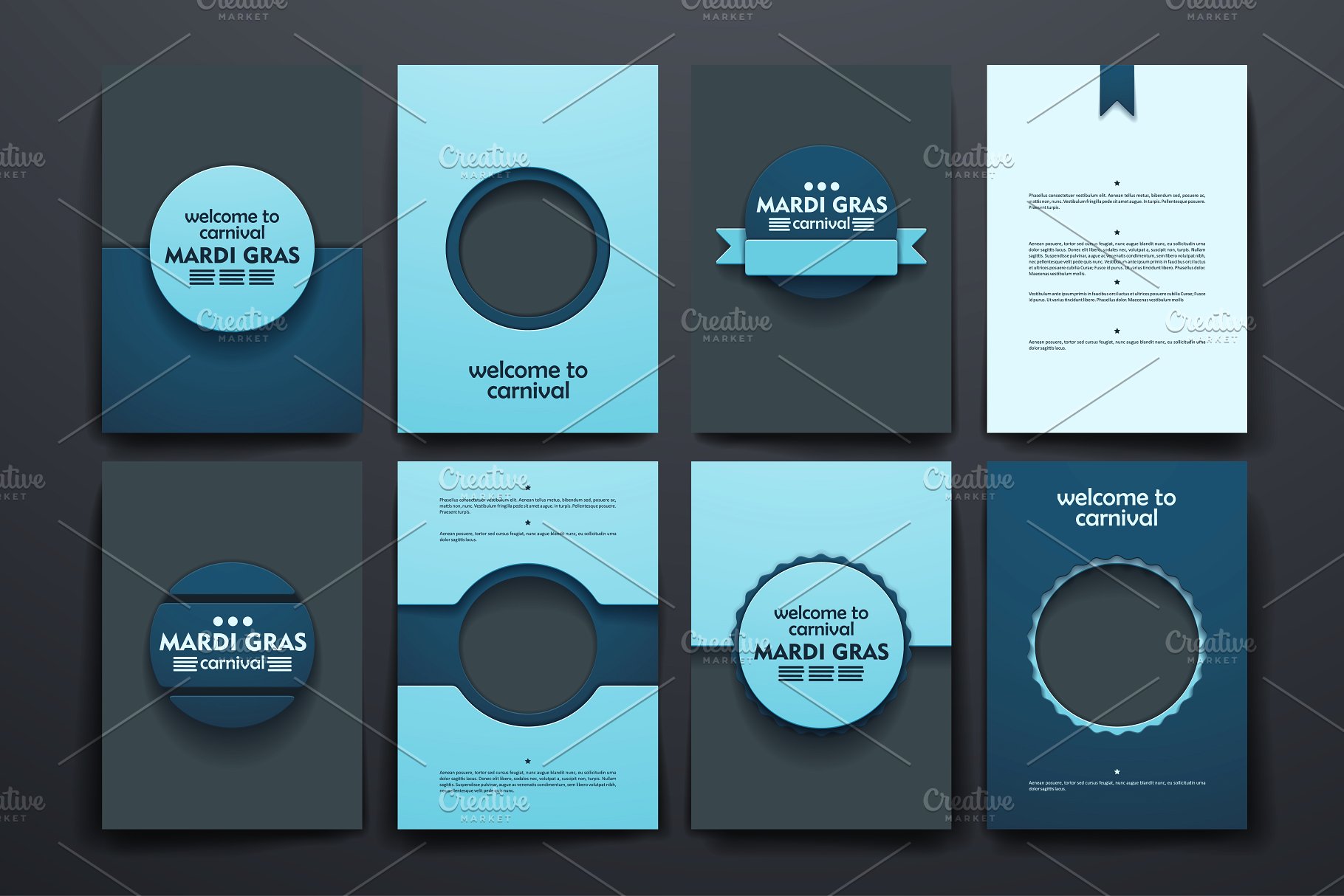 狂欢节节日主题小册子模板 Mardi Gras Brochures插图(1)