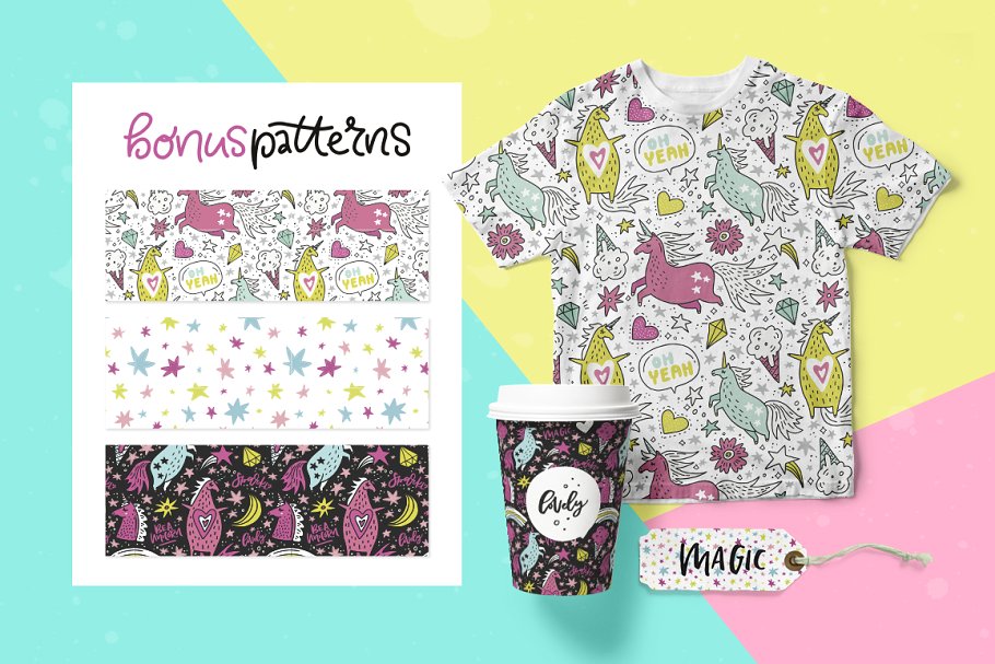 魔术独角兽剪贴图与文字素材 Unicorn Magic: clipart & lettering插图(6)