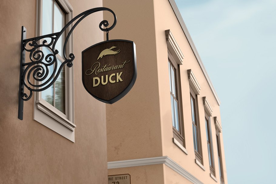 餐厅酒吧店招招牌样机模板 Restaurant / Bar Signboard Mock-Up插图