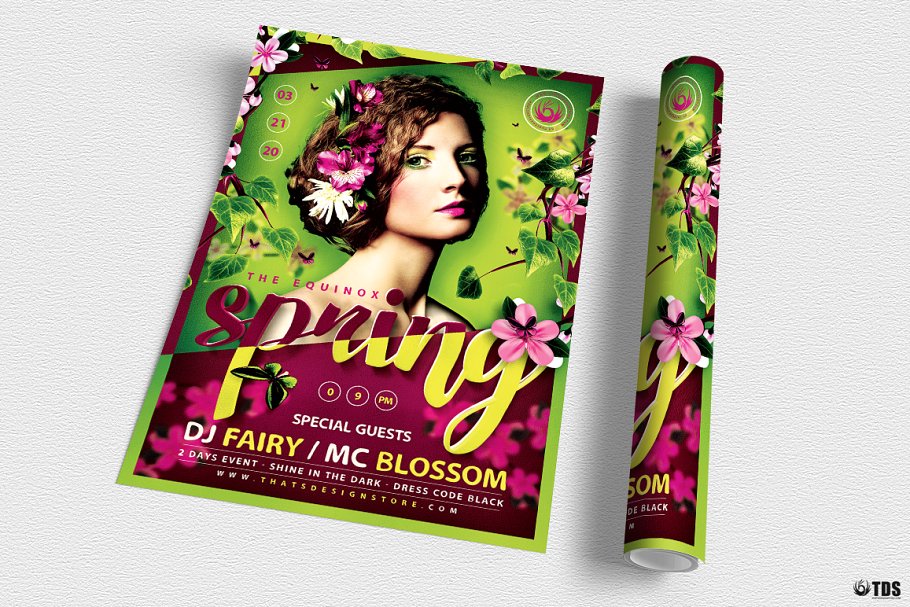 充满生命力春意盎然海报传单设计PSD模板 Spring Equinox Flyer PSD V5插图(2)