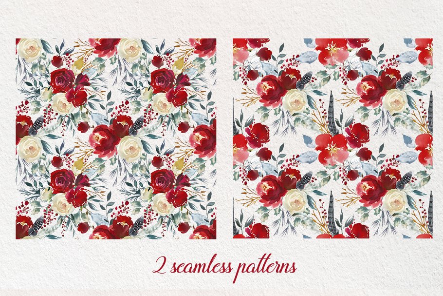 北欧斯堪的纳维亚设计风格红色水彩花卉插画 Boho Scandi Red Flowers PNG插图(3)